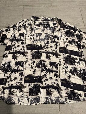 Men's Hawaiian Beach Cruise Button Down Short Sleeve Palm Trees Shirt Size XXL